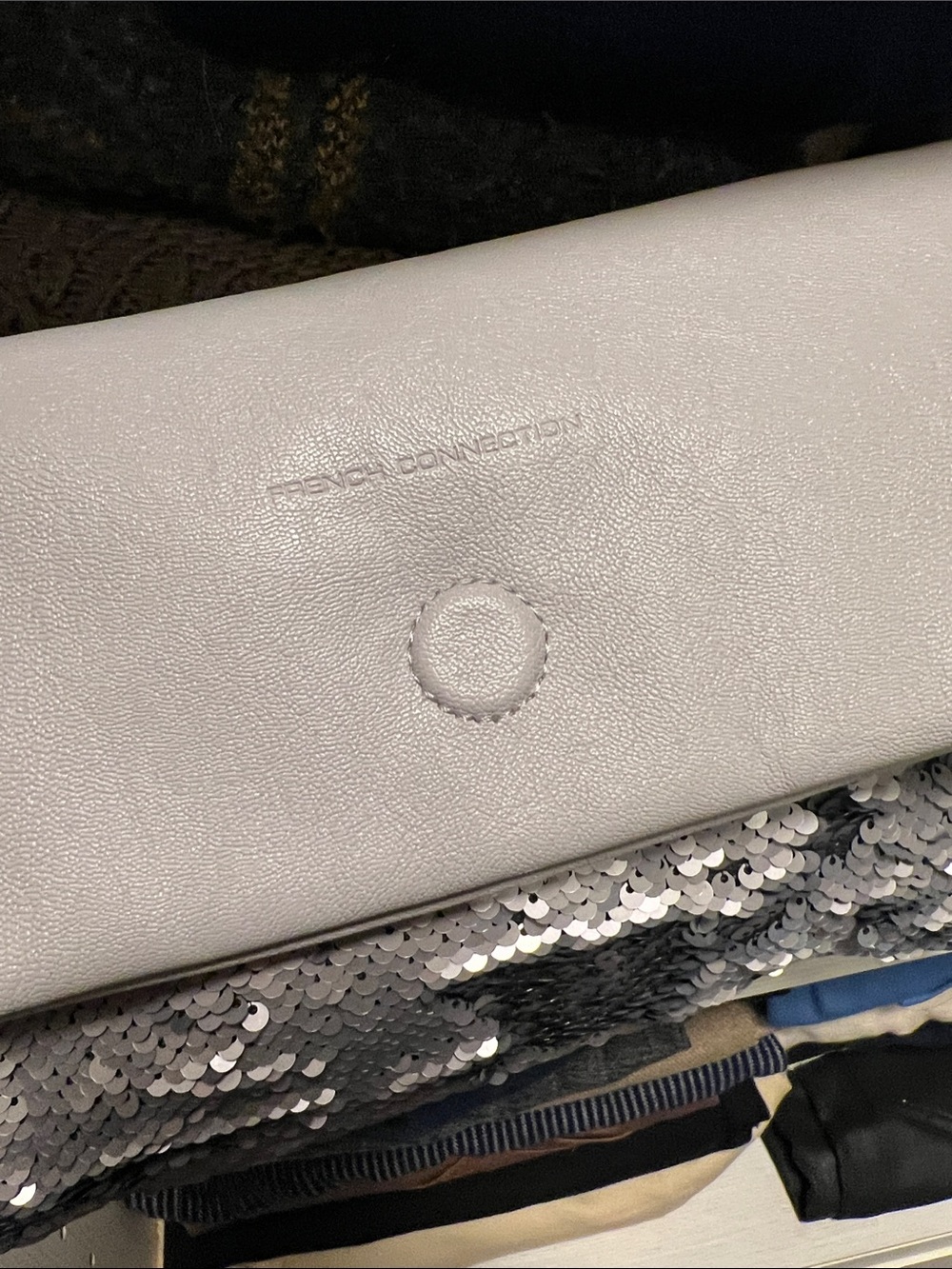 French Connection Spectrum Clutch Light Gray NWT